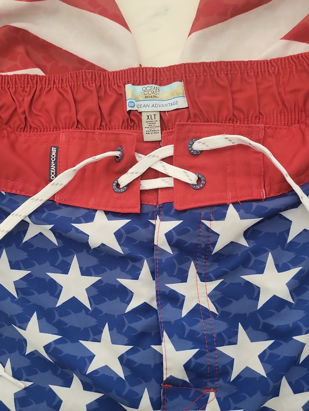 Ocean Coast Men's Red & Blue Star Print Swim Trunks